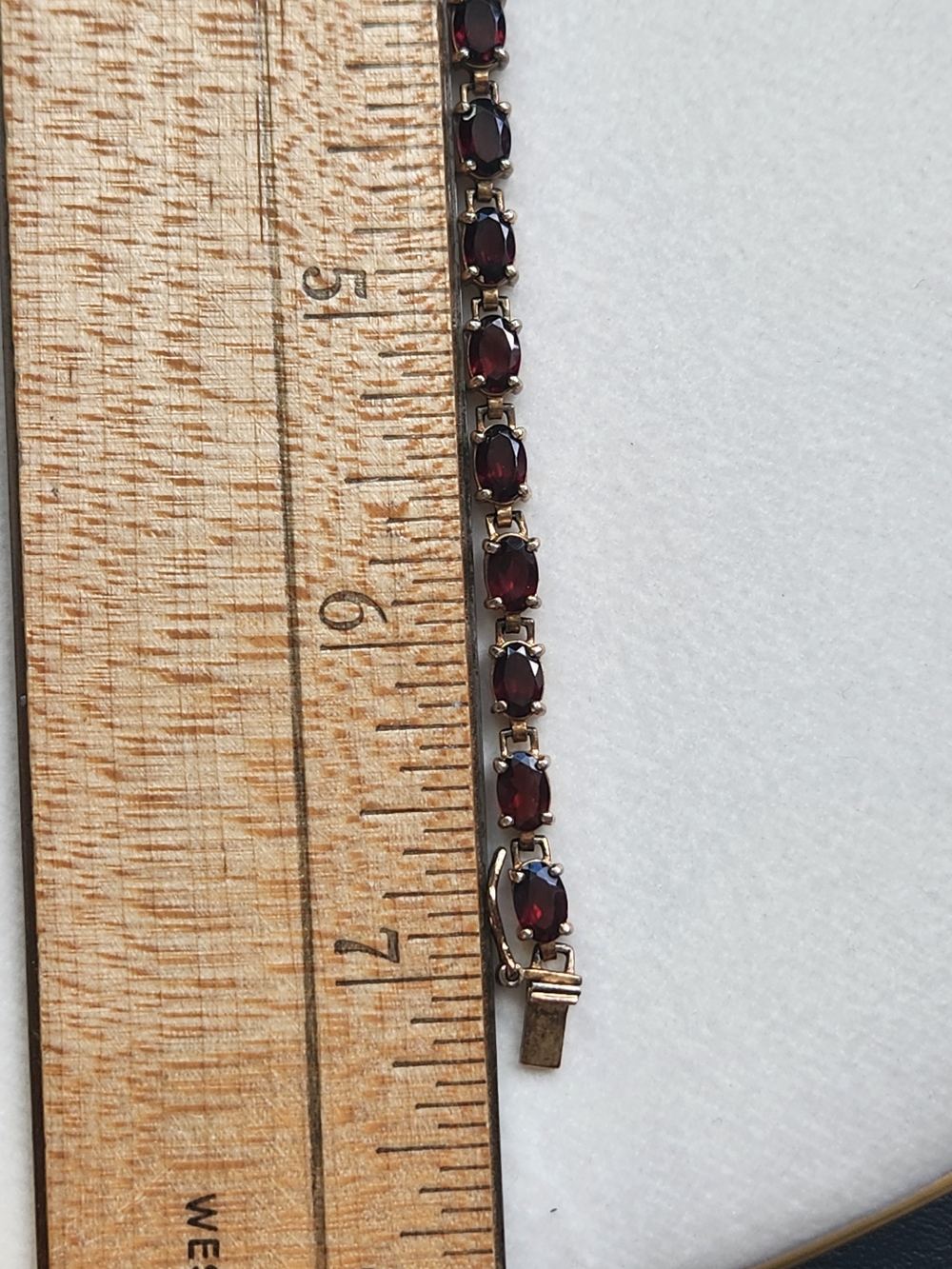 VTG 925 Sterling Silver Gold Vermeil Garnet Gemstone Tennis Bracelet 7" January - Picture 8 of 9